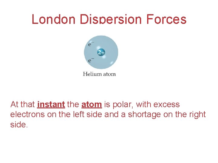 London Dispersion Forces At that instant the atom is polar, with excess electrons on