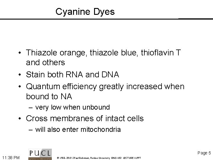 Cyanine Dyes • Thiazole orange, thiazole blue, thioflavin T and others • Stain both