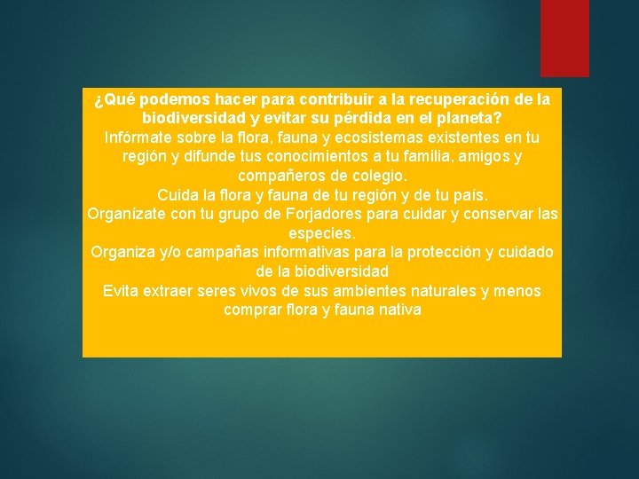 ¿Qué podemos hacer para contribuir a la recuperación de la biodiversidad y evitar su