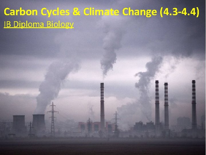 Carbon Cycles & Climate Change (4. 3 -4. 4) IB Diploma Biology 