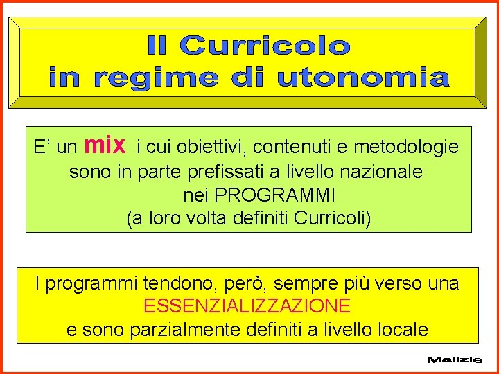 E’ un mix i cui obiettivi, contenuti e metodologie sono in parte prefissati a