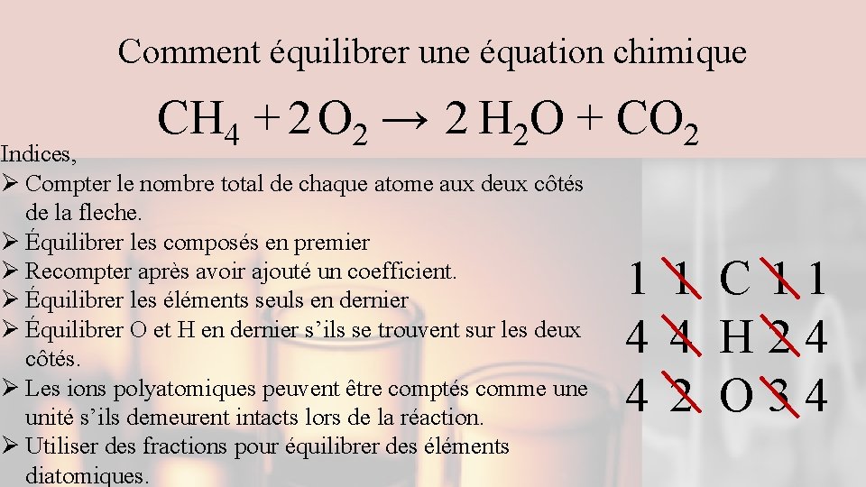Les quations chimiques Power Point 6 1 Les
