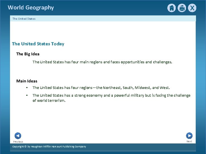 World Geography The United States Today The Big Idea The United States has four