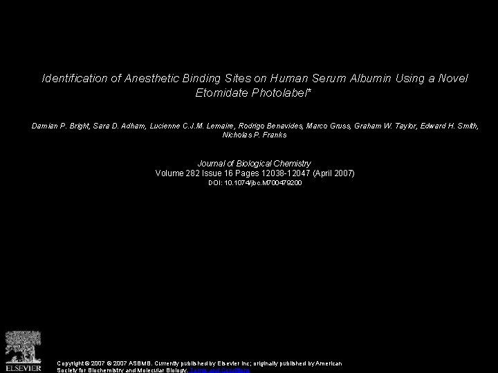 Identification of Anesthetic Binding Sites on Human Serum Albumin Using a Novel Etomidate Photolabel*