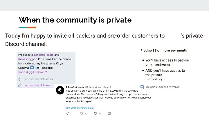 When the community is private 