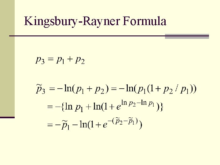 Kingsbury-Rayner Formula 