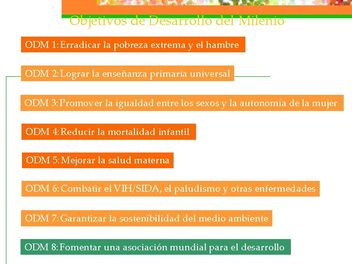 Objetivos de Desarrollo del Milenio ODM 1: Erradicar la pobreza extrema y el hambre