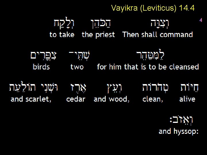 Vayikra (Leviticus) 14. 4 
