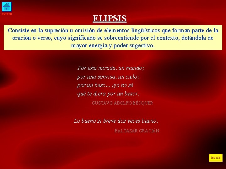 INICIO ELIPSIS Consiste en la supresión u omisión de elementos lingüísticos que forman parte