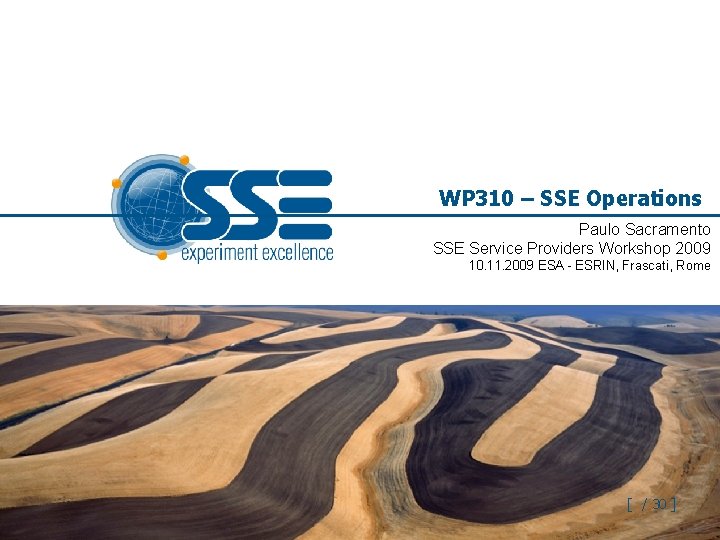 WP 310 – SSE Operations Paulo Sacramento SSE Service Providers Workshop 2009 10. 11.