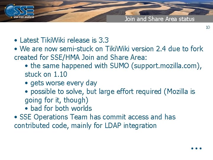 Join and Share Area status 10 • Latest Tiki. Wiki release is 3. 3