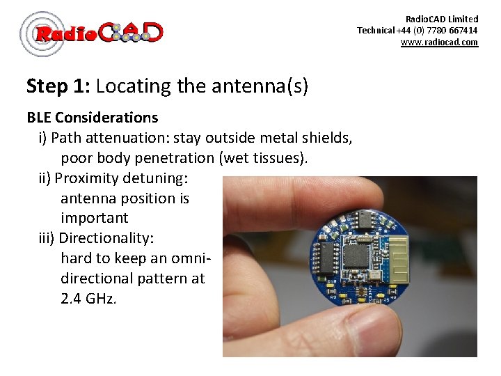 Radio. CAD Limited Technical +44 (0) 7780 667414 www. radiocad. com Step 1: Locating