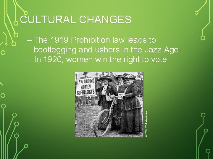 CULTURAL CHANGES © 2003 -2004 clipart. com – The 1919 Prohibition law leads to