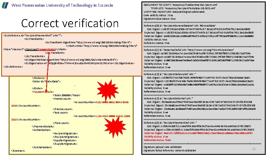 West Pomeranian University of Technology in Szczecin Correct verification <ds: Reference Id="Recipient. Payment. Ref" West Pomeranian University of Technology in Szczecin Correct verification <ds: Reference Id="Recipient. Payment. Ref"