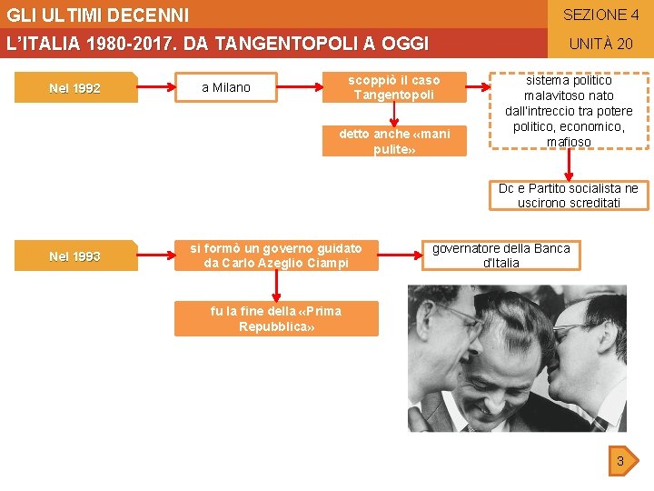 GLI ULTIMI DECENNI SEZIONE 4 L’ITALIA 1980 -2017. DA TANGENTOPOLI A OGGI Nel 1992