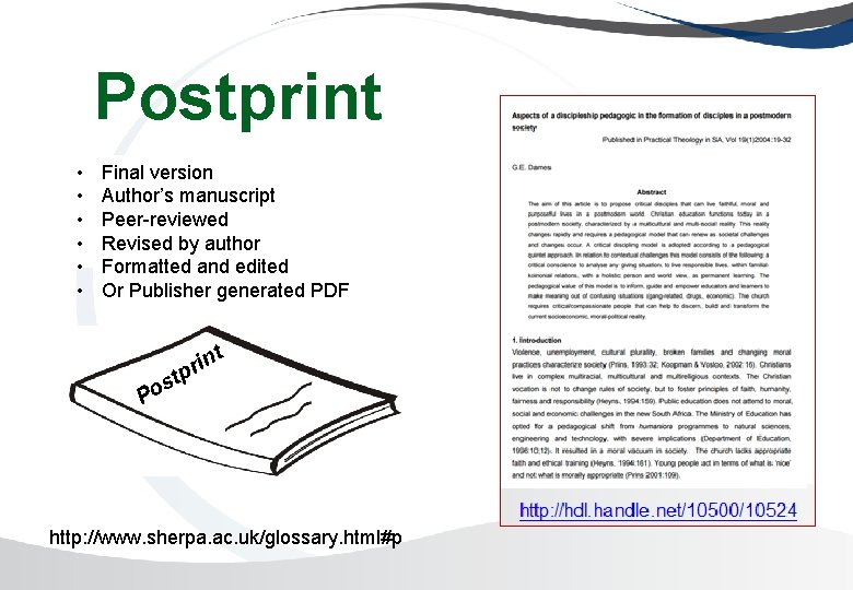 Postprint • • • Final version Author’s manuscript Peer-reviewed Revised by author Formatted and