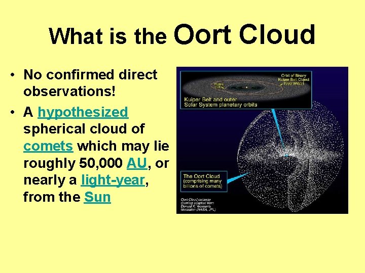 What is the Oort • No confirmed direct observations! • A hypothesized spherical cloud What is the Oort • No confirmed direct observations! • A hypothesized spherical cloud