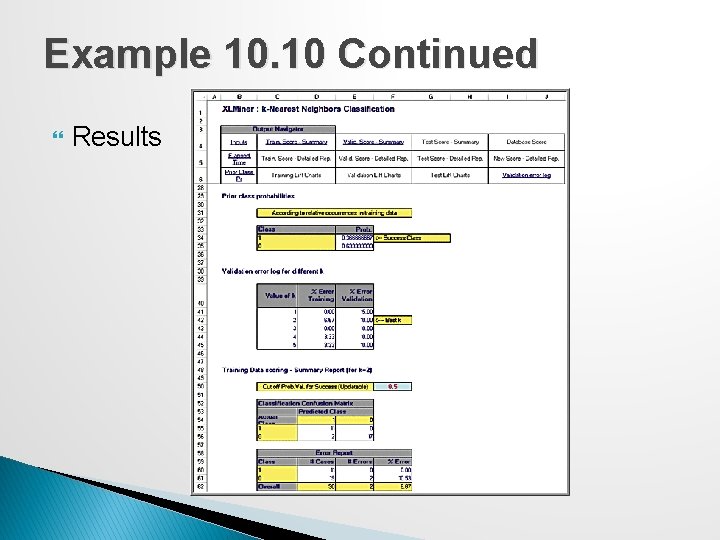 Example 10. 10 Continued Results 
