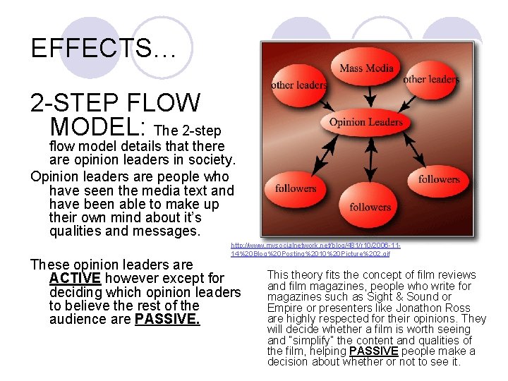 EFFECTS… 2 -STEP FLOW MODEL: The 2 -step flow model details that there are