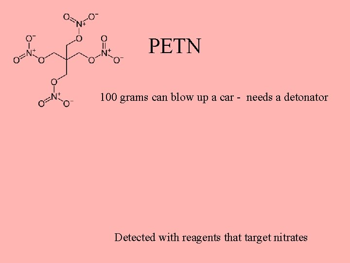 PETN 100 grams can blow up a car - needs a detonator Detected with PETN 100 grams can blow up a car - needs a detonator Detected with