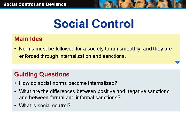 Social Control and Deviance Social Control Main Idea • Norms must be followed for