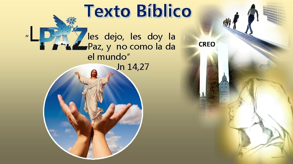 La “ Texto Bíblico les dejo, les doy la Paz, y no como la
