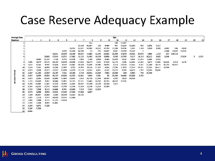 Case Reserve Adequacy Example 4 