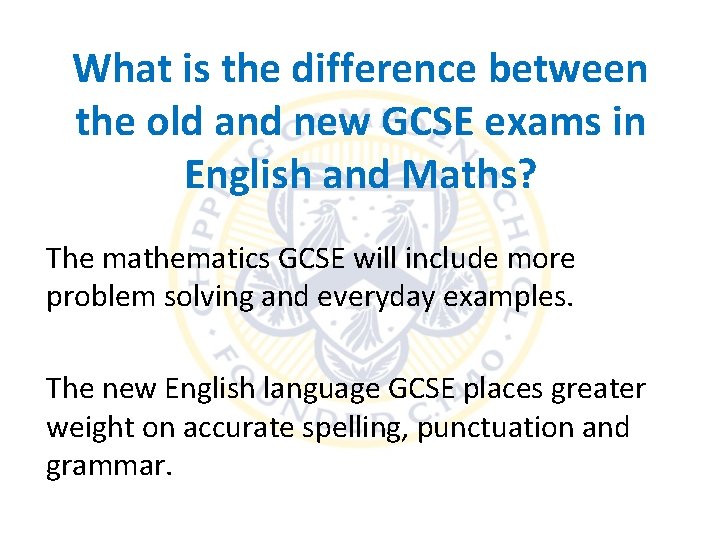 What is the difference between the old and new GCSE exams in English and