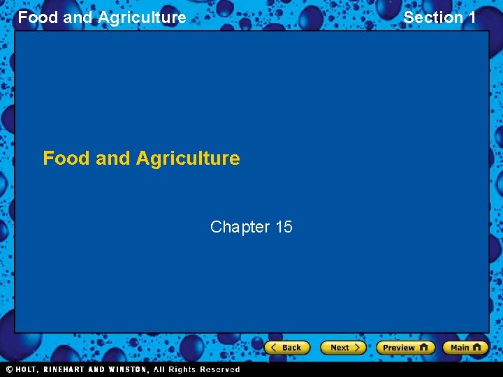 Food and Agriculture Section 1 Food and Agriculture Chapter 15 