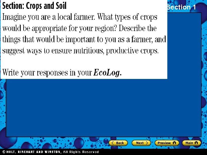 Food and Agriculture Bellringer Section 1 