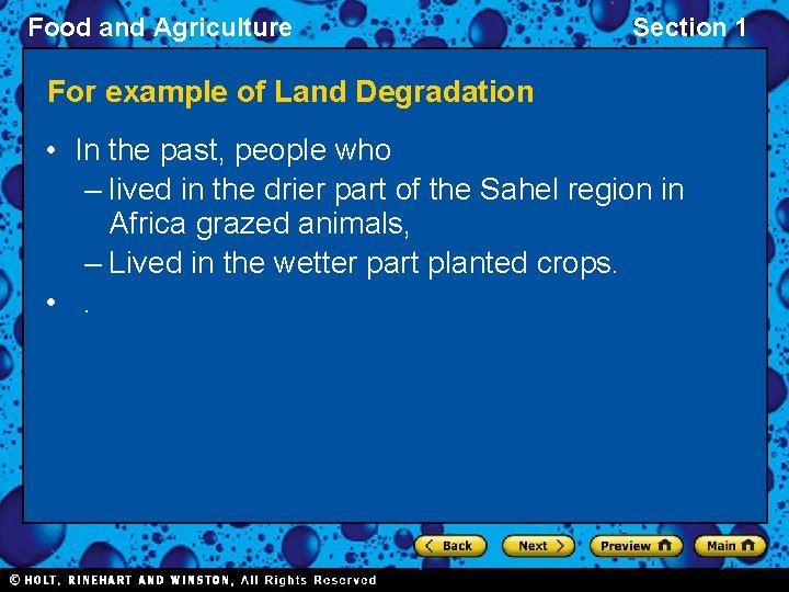 Food and Agriculture Section 1 For example of Land Degradation • In the past,