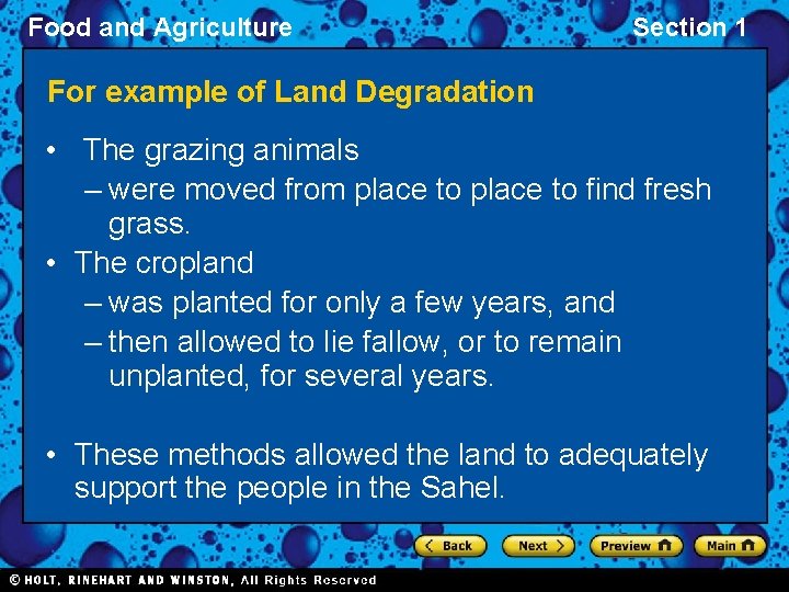 Food and Agriculture Section 1 For example of Land Degradation • The grazing animals