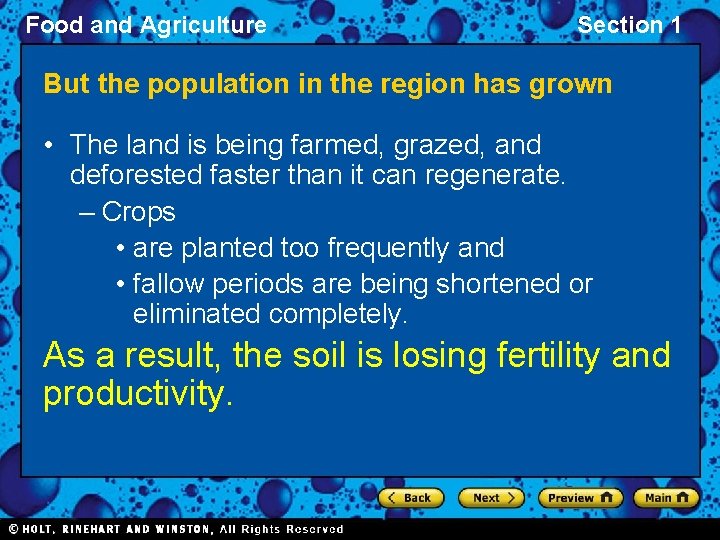 Food and Agriculture Section 1 But the population in the region has grown •