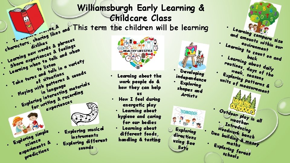 Williamsburgh Early Learning & Childcare Class s & nd This term the children will