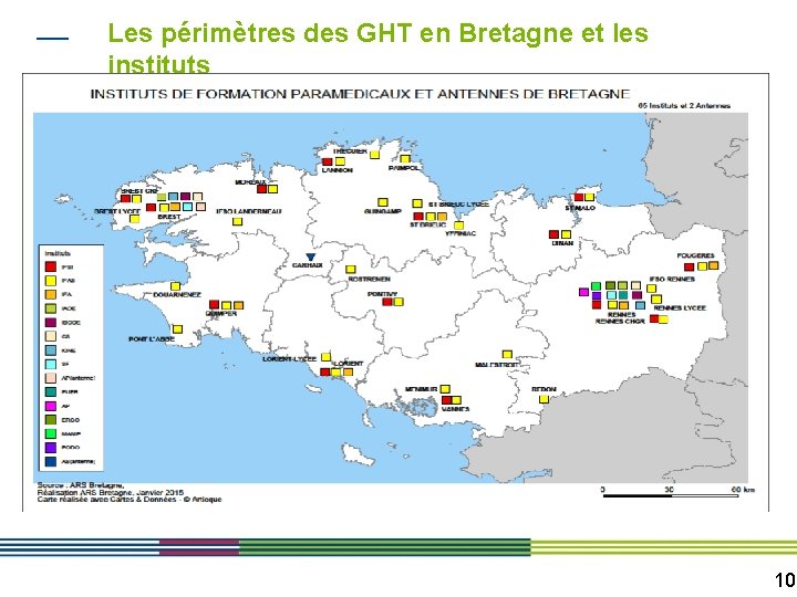 Les périmètres des GHT en Bretagne et les instituts 10 