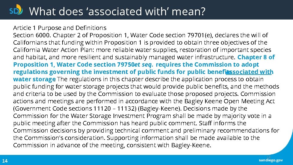 What does ‘associated with’ mean? Article 1 Purpose and Definitions Section 6000. Chapter 2 What does ‘associated with’ mean? Article 1 Purpose and Definitions Section 6000. Chapter 2