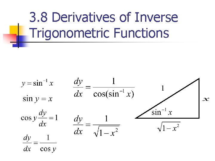 3. 8 Derivatives of Inverse Trigonometric Functions 