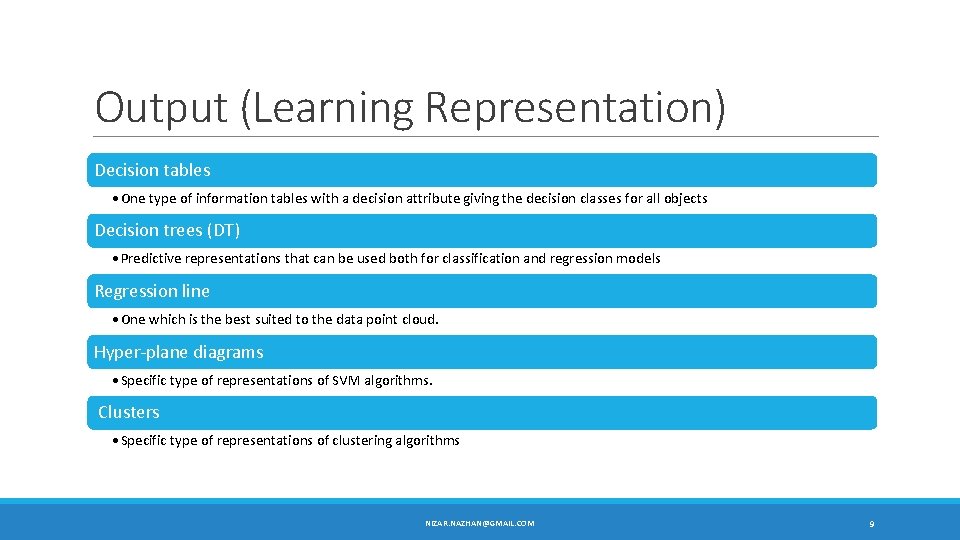 Output (Learning Representation) Decision tables • One type of information tables with a decision Output (Learning Representation) Decision tables • One type of information tables with a decision