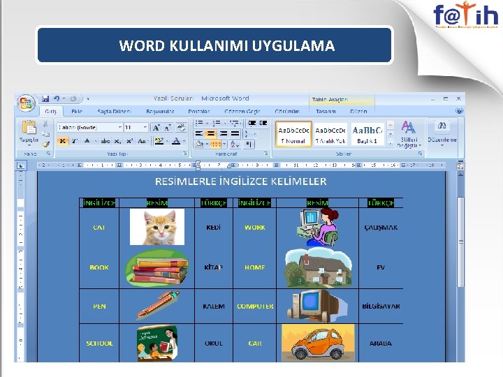 WORD KULLANIMI UYGULAMA 