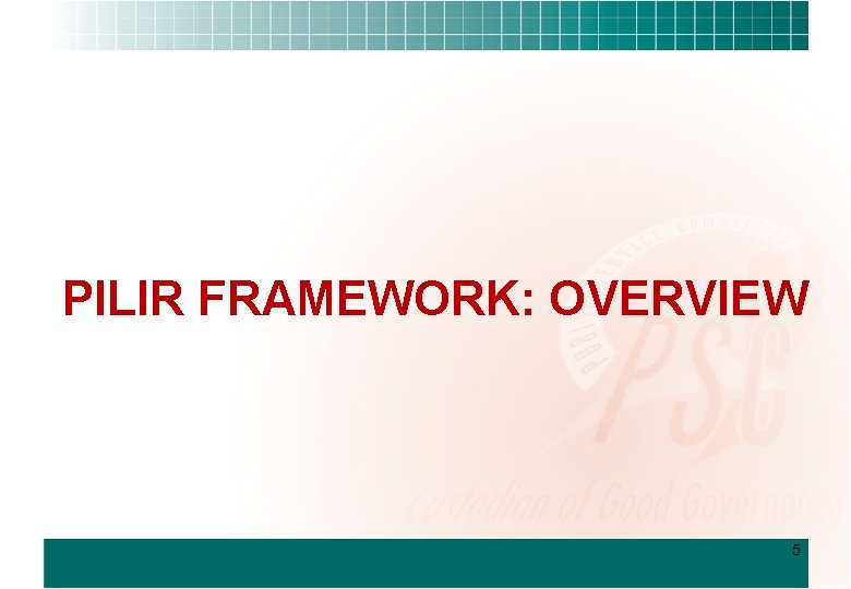 PILIR FRAMEWORK: OVERVIEW 5 