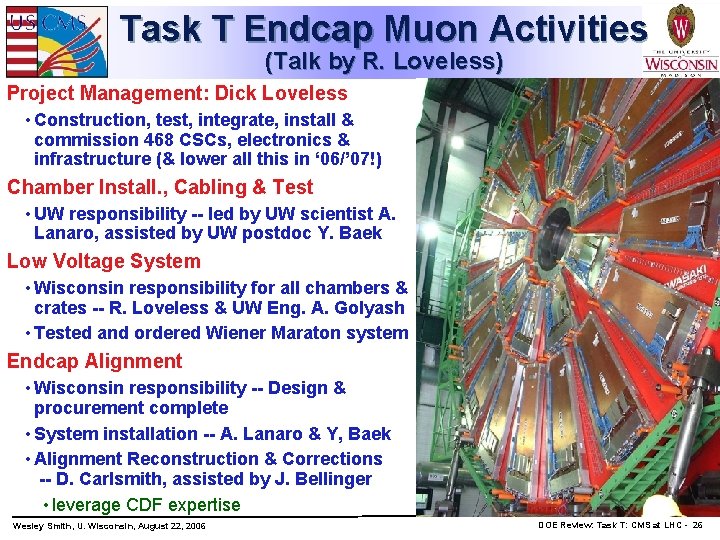 Task T Endcap Muon Activities (Talk by R. Loveless) Project Management: Dick Loveless •