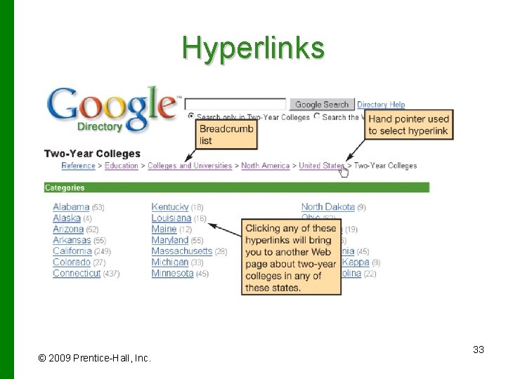 Hyperlinks © 2009 Prentice-Hall, Inc. 33 