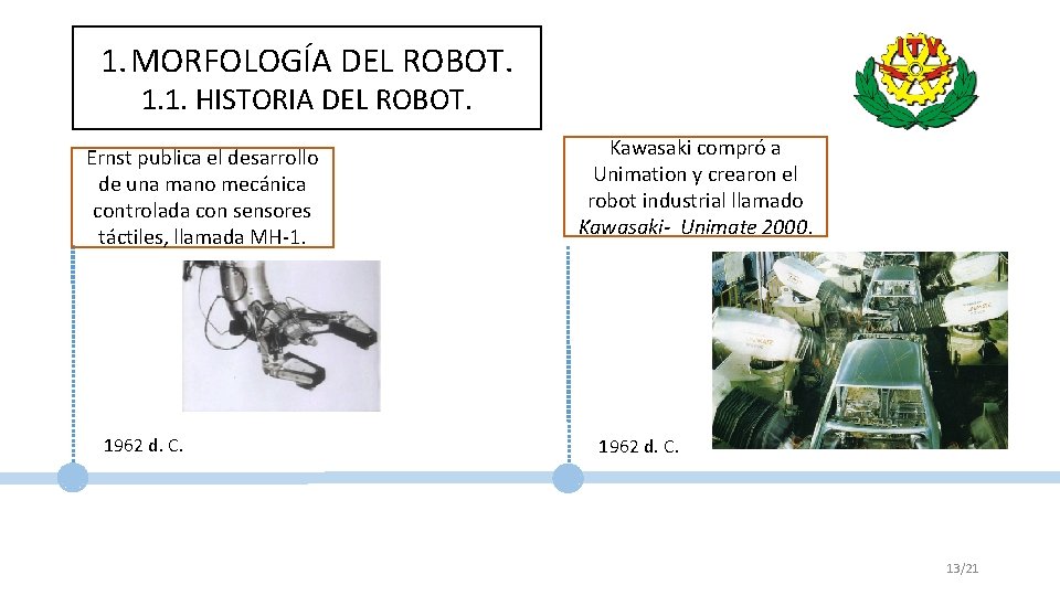 1. MORFOLOGÍA DEL ROBOT. 1. 1. HISTORIA DEL ROBOT. Ernst publica el desarrollo de