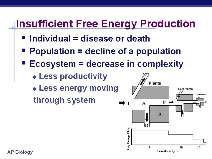 Insufficient Free Energy Production § Individual = disease or death § Population = decline