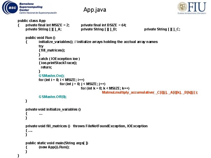 App. java public class App { private final int MSIZE = 2; private String