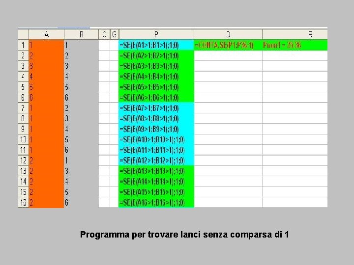 Programma per trovare lanci senza comparsa di 1 