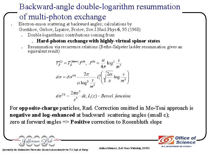 . Backward-angle double-logarithm resummation of multi-photon exchange Electron-muon scattering at backward angles; calculations by