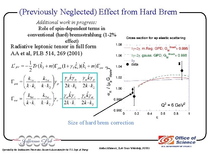 (Previously Neglected) Effect from Hard Brem Additional work in progress: Role of spin-dependent terms