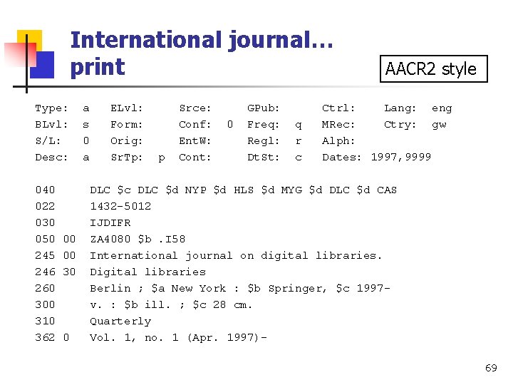 International journal… print Type: BLvl: S/L: Desc: 040 022 030 050 245 246 260