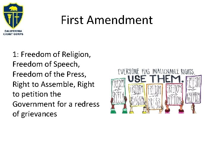 First Amendment 1: Freedom of Religion, Freedom of Speech, Freedom of the Press, Right